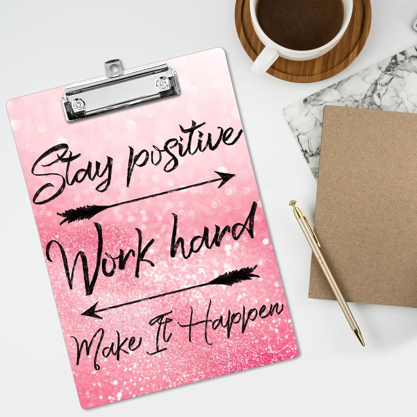 Plastic A4 Clipboards, Cute Fashion Clipboard Decorative, 12.2" x 8.7" Standard A4 Size Clipboards, Plastic Acrylic Clipboard for Teacher, Social Worker, Students,Women, Office Supplies (Positive)