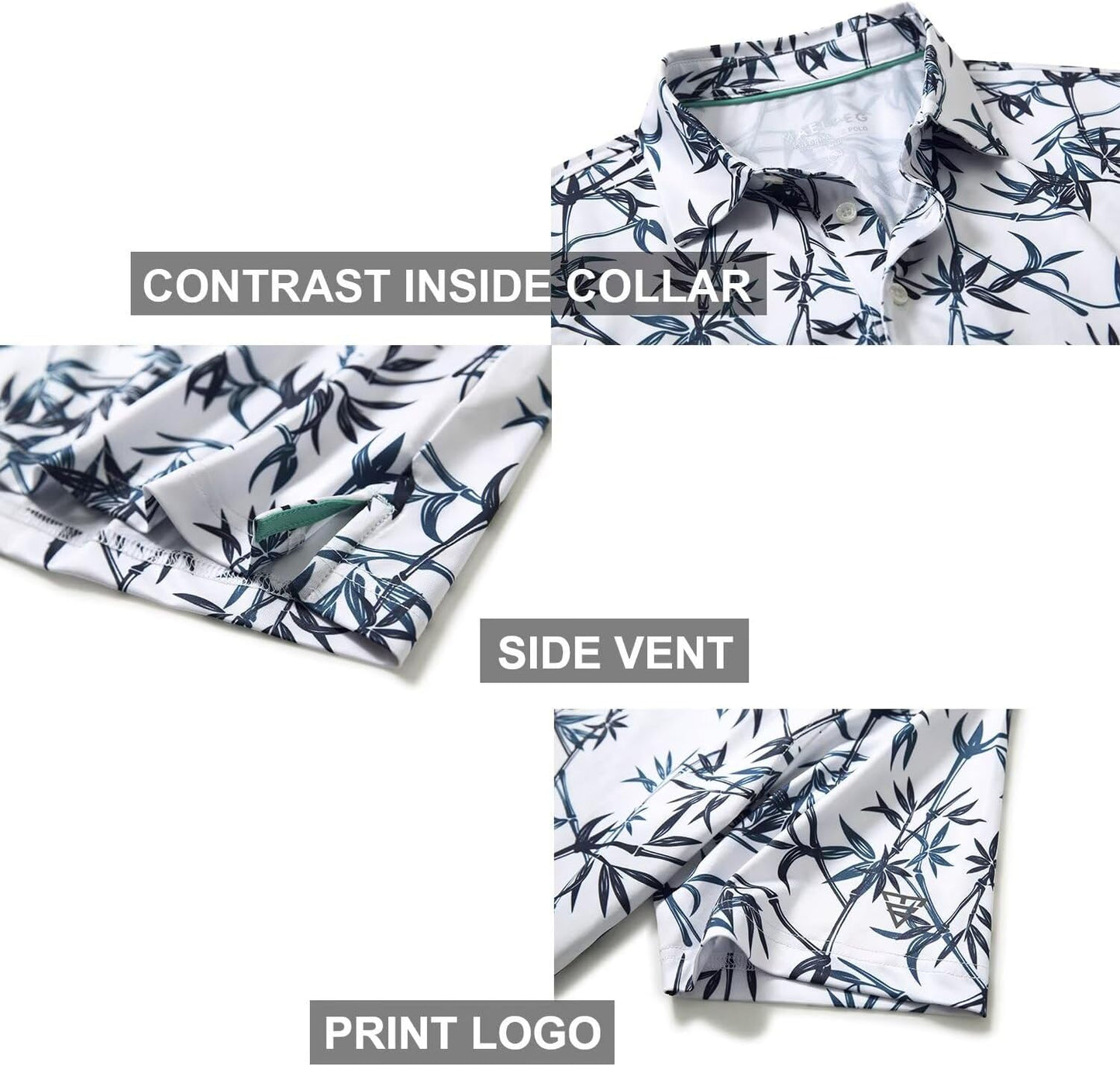 Golf Shirts for Men Dry Fit Short Sleeve Print Performance Moisture Wicking Polo Shirt