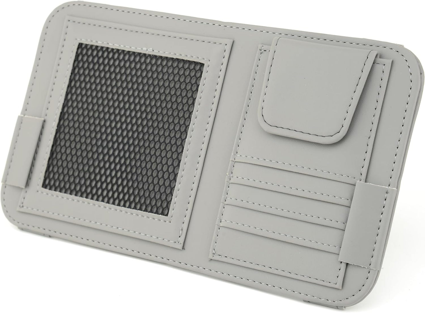 Leather Sun Visor Organizer for Truck, Sunglasses Holder, Cards Sleeve Pockets Organizer, Visor Document Holder for Registration License, Drving License, Insurance, Cards, Pen, Key