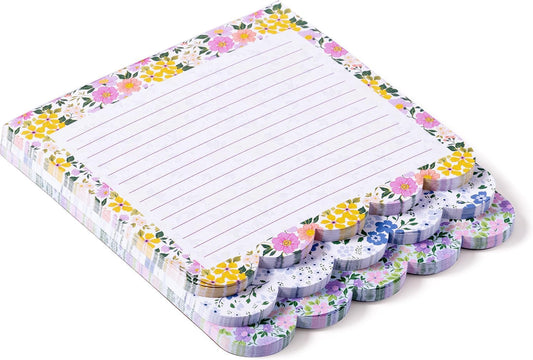 Eccolo Scalloped Edge 3-in-1 Layered Notepad – Vibrant Floral Design with Coordinating Patterns, 120 Lined Tear-Off Sheets, Glue-Bound with Sturdy Backboard, 6.5 x 7.5 Inches