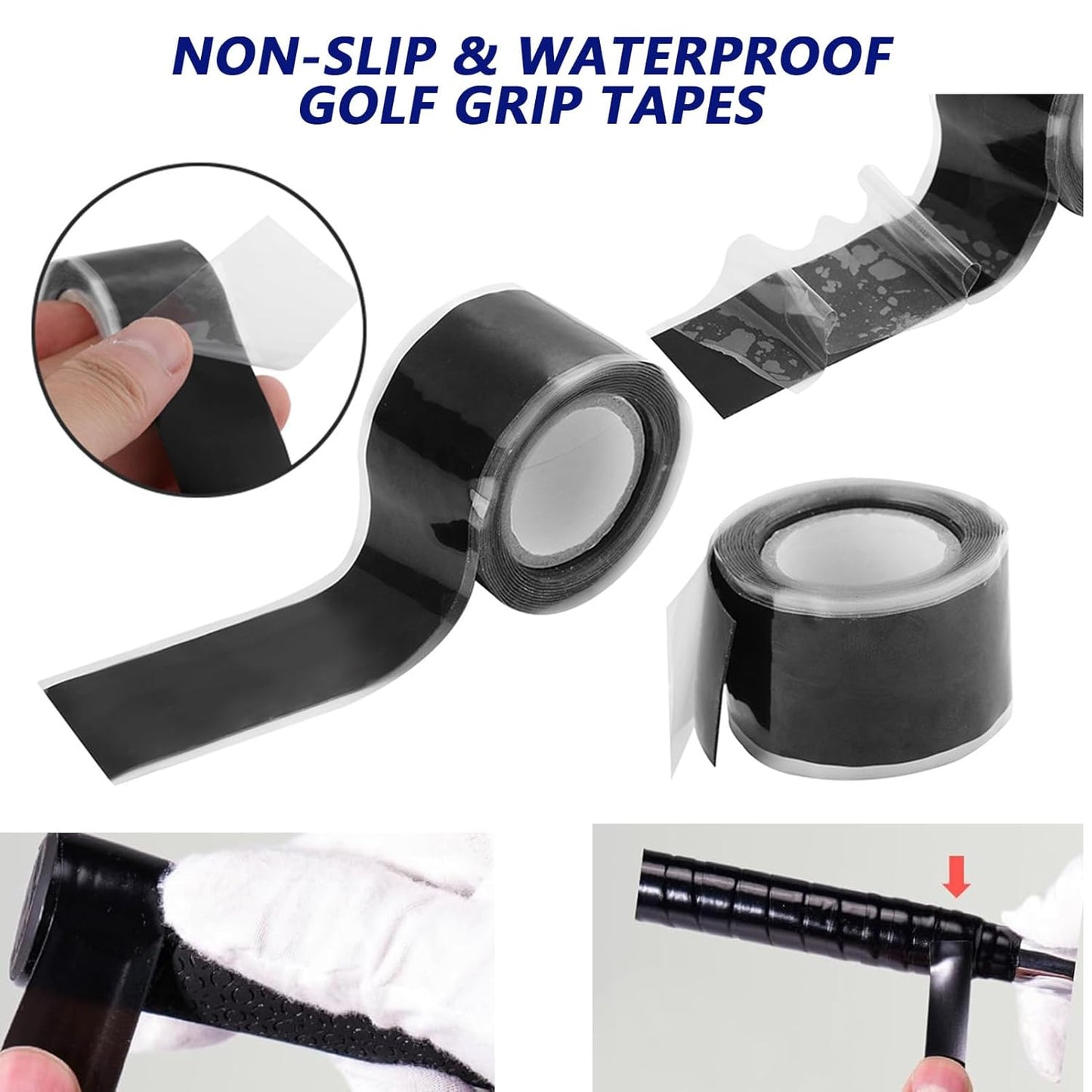 20PCS Golf Grip Tapes Club Grip Tapes Set Wrapping 2" x 10", Golf Club Grip Tape Roll 59 inch Regripping Kit Grip Impact Tapes Replacement Kit Wedge Putter Wrap Tapes for Men Women