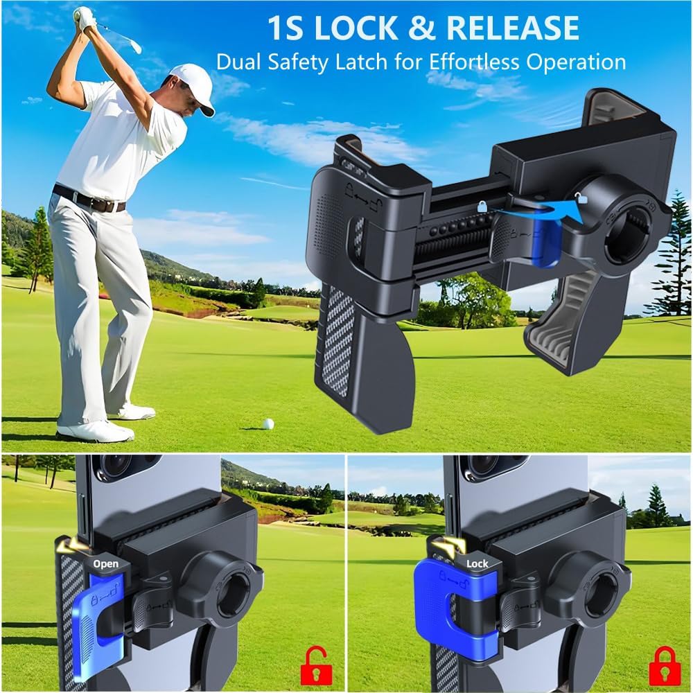Magnetic Golf Cart Phone Holder: Powerful N52 Magnet Base, Tool-Free Install & 360° Rotatable, Universal Fits EZGO/ Club Car/ Yamaha - Must-Have Golf Accessories for iPhone, Samsung & All Smartphones