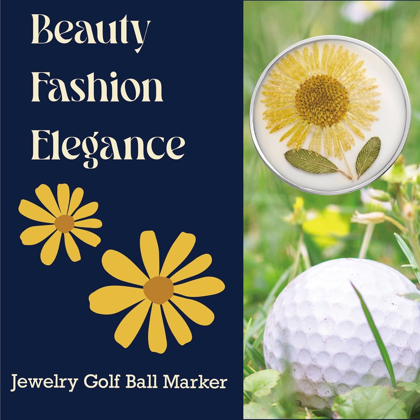 Golf Ball Marker hat Clip with Ball Marker, Handmade Pressed Flower Golf Marker, Golf Gifts, Golf Accessories for Women