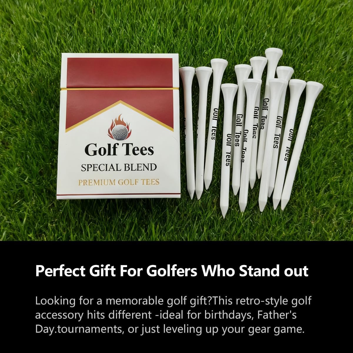 Premium Bamboo Golf Tees | 83mm (3.25") Wooden Tees | Golf Gifts for Men | Vintage-Style tee Case Golf Accessories for Men | Funny Golf Accessory for Golfers