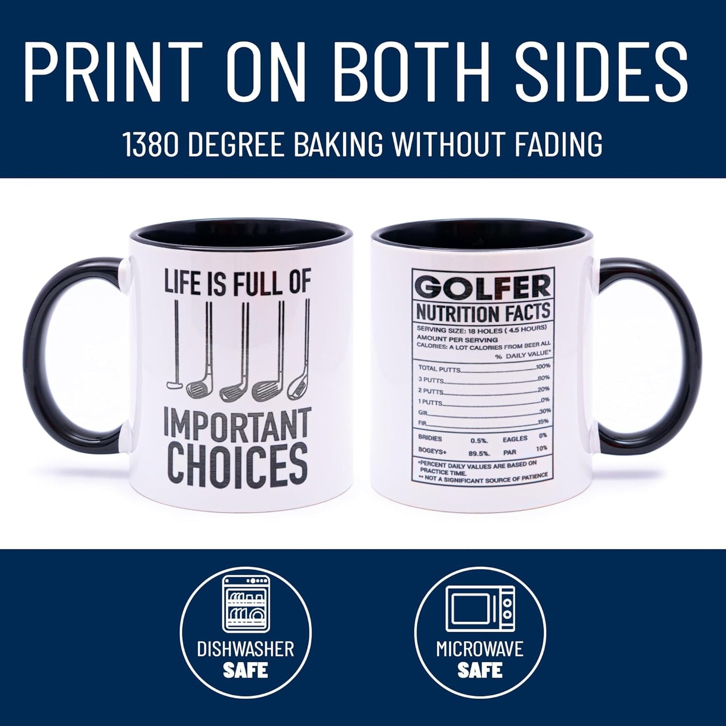 decorluxes Golf Gifts for Dad 11oz Ceramic Mug, Best Dad by Par Mug, Funny Golf Gift for Men, Husband, Gifts for Father’s Day, Birthday (Design 3)