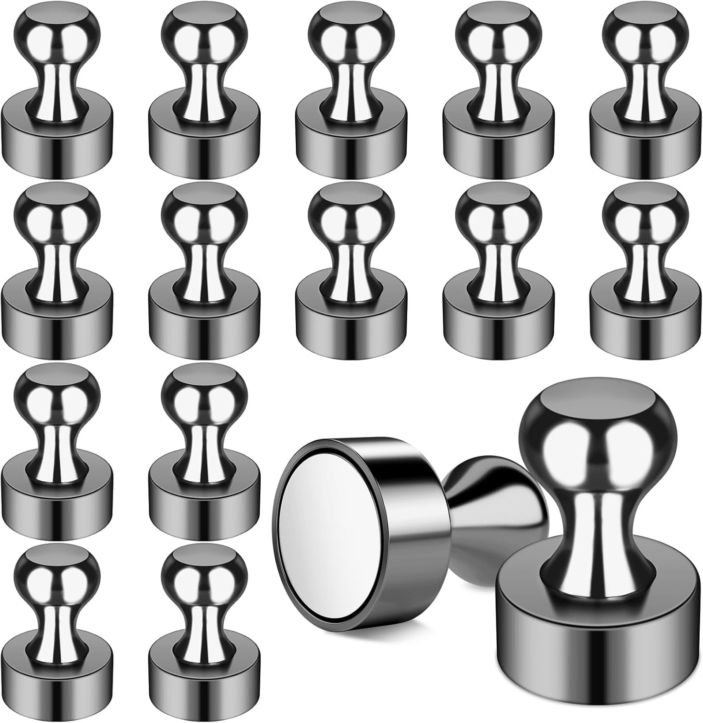 FINDMAG 16 Pack Magnetic Push Pins, Strong Fridge Magnets, Dry Erase Magnets for Whiteboard, Office, Locker Accessories, Classroom and Kitchen