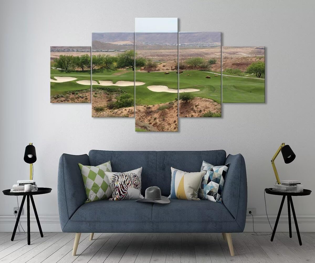 USA Nevada Mountain Golf Course Canvas Wall Art for Living Room Bedroom Bathroom Home Decorations Nevada Golf Course Pictures Posters Framed Artwork Ready to Hang(60''W x 32''H)