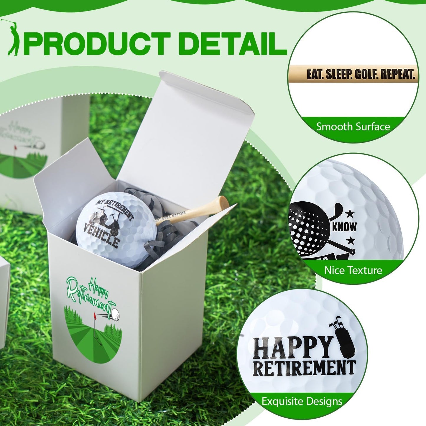 LaRandom 10 Sets Retirement Gifts for Men Women Golf Retirement Gift Set Funny Golf Balls, Tees and Gift Box for Dad Coworkers Golfers Husband