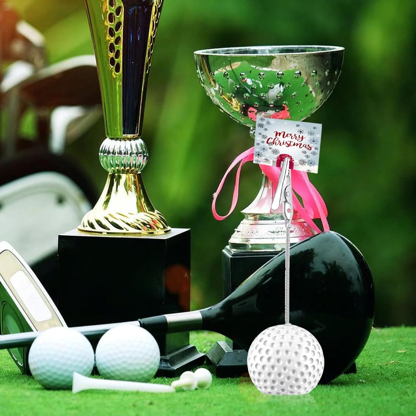 12pcs Golf Sports Ball Base Memo Clips with Alligator Clip, Resin Table Number Card Place Holders Photo Stand,Name Card Holder for for Office Menu Wedding Party Events Decoration