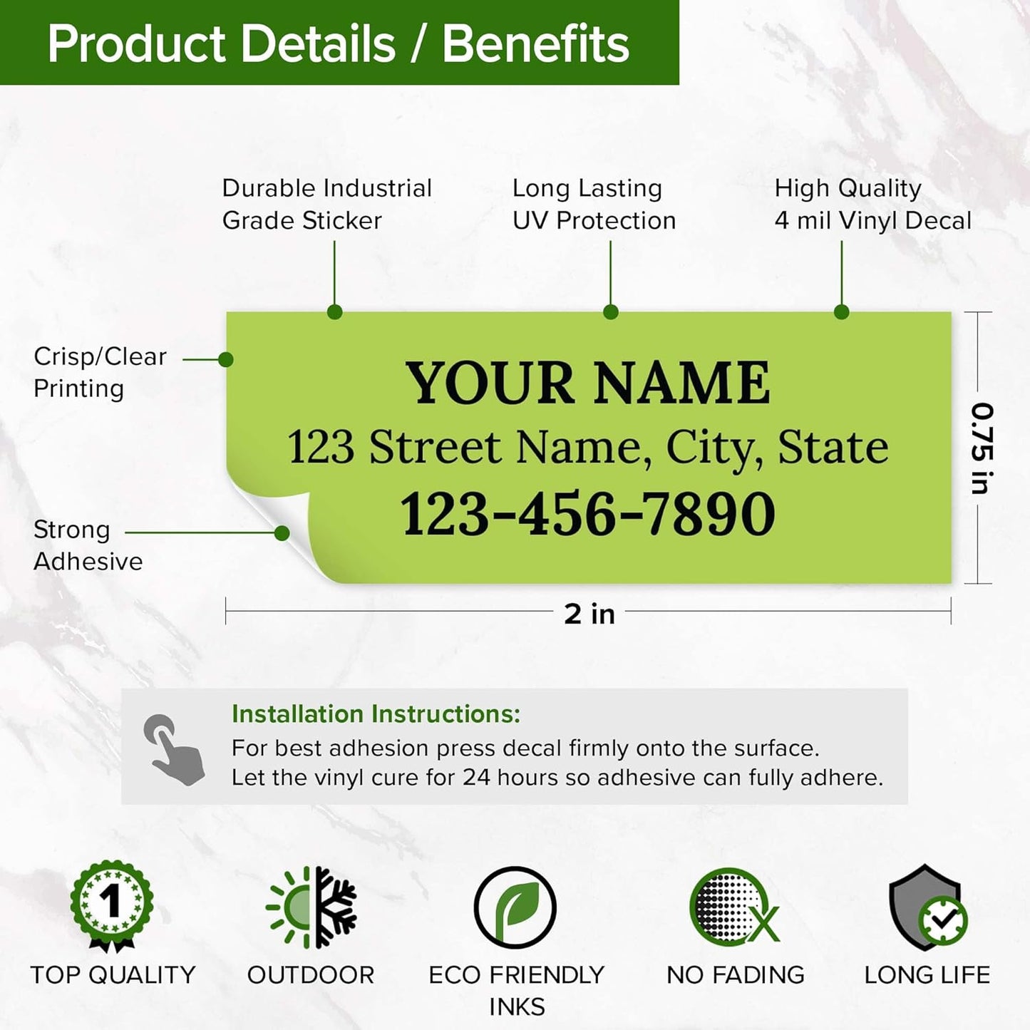 Custom Light Green Golf Club ID Labels, Personalized Golf Club Name Sticker,0.75x2 Inches, Set of 30, 4 Mil Vinyl Decal Stickers Weather Resistant, Made in USA by My Sign Center