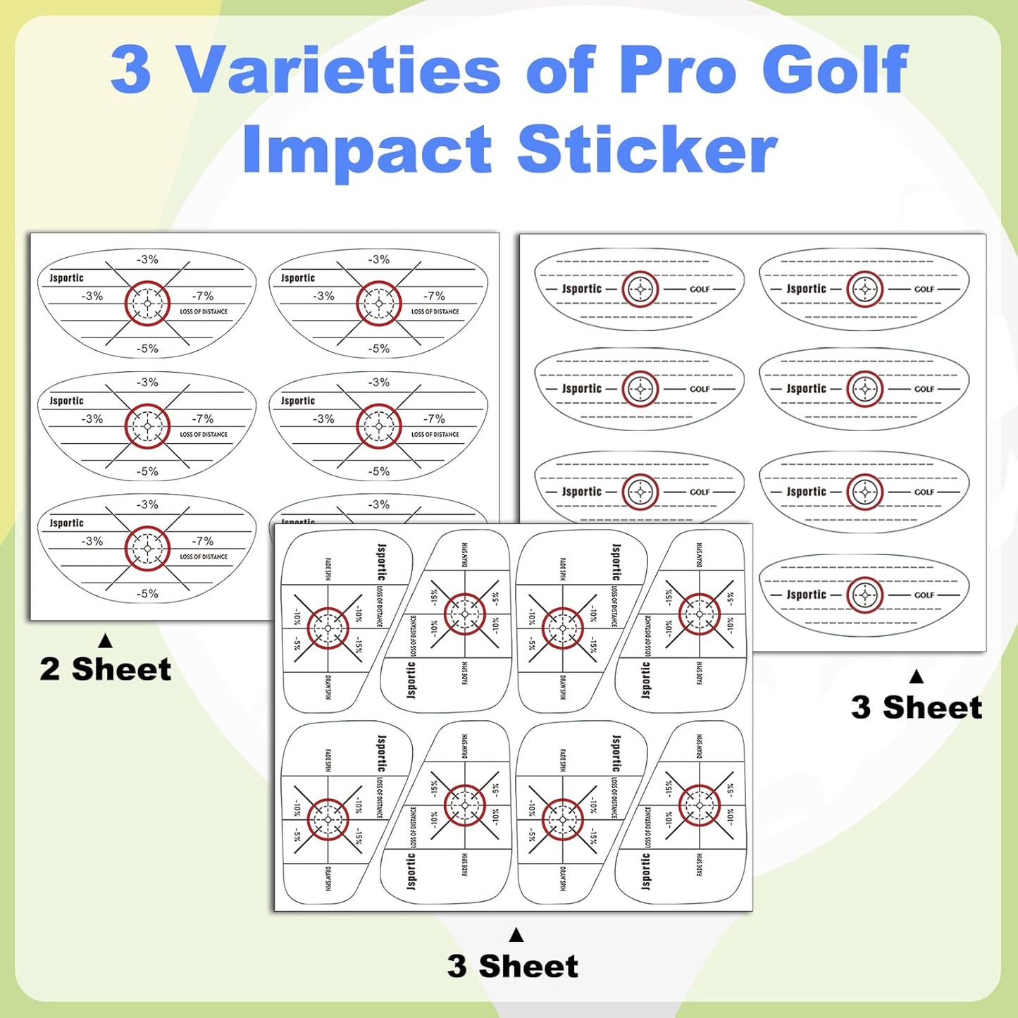 Golf Impact Tape Clear Golf Club Stickers for Accurate Ball Striking Sticky Golf Pro Club Sweet Spot Analysis Improves Skills Quality Training Aid for Golf Beginners and Fans
