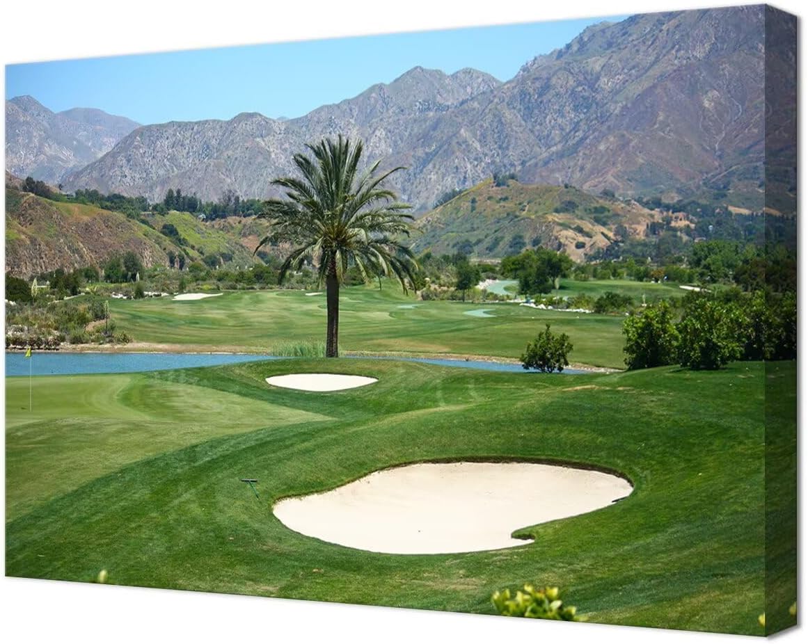 Los Angeles California Golf Course Wall Art for Living Room Bedroom Bathroom Home Decorations Los Angeles Golf Course Picture Poster Framed Artwork Canvas Prints Ready to Hang(18''H x 24''W)