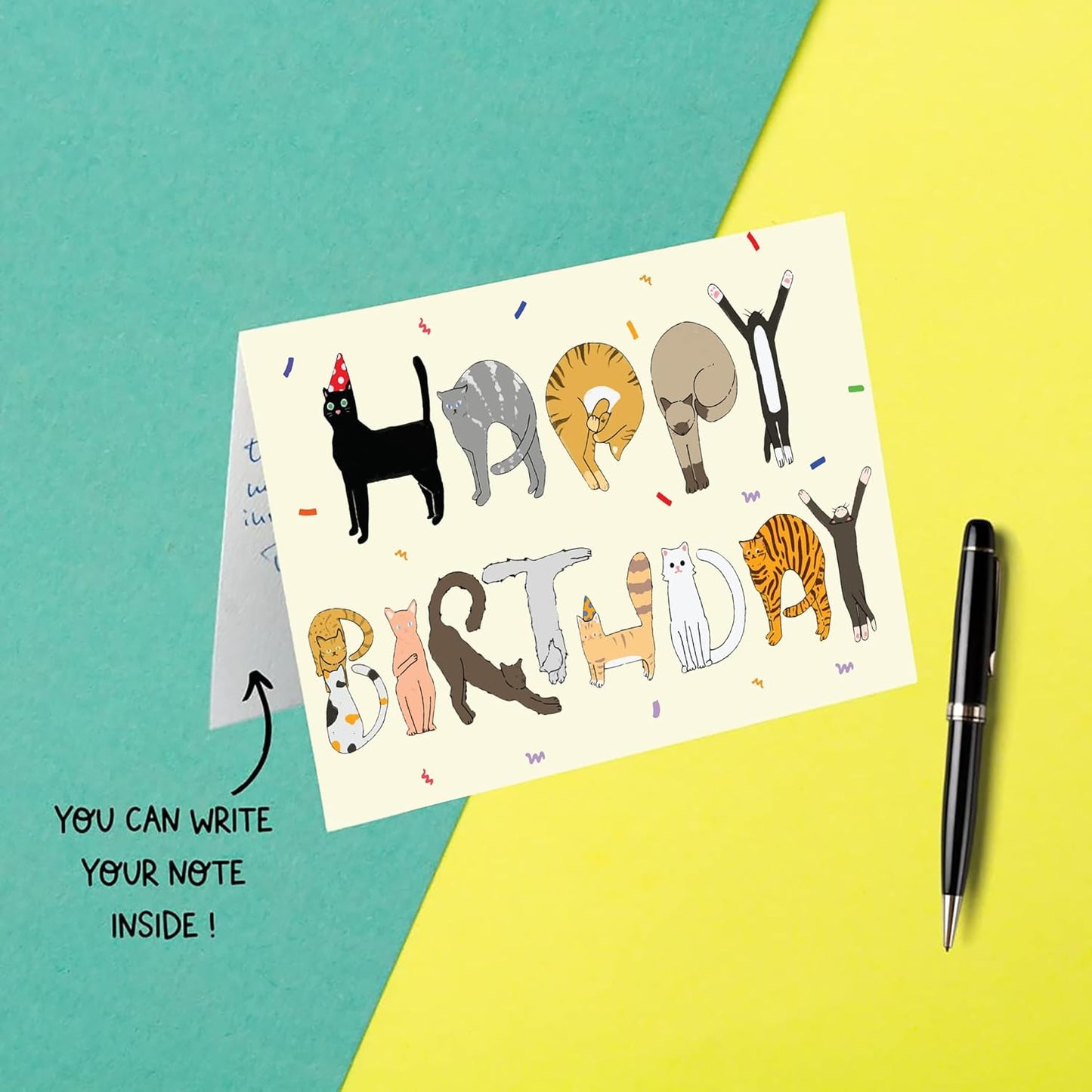 Cheerin Happy Birthday Card for Him or Her - Funny Birthday Card - Humourous Greeting Card - Cat Birthday Card for Cat Lovers Men Women