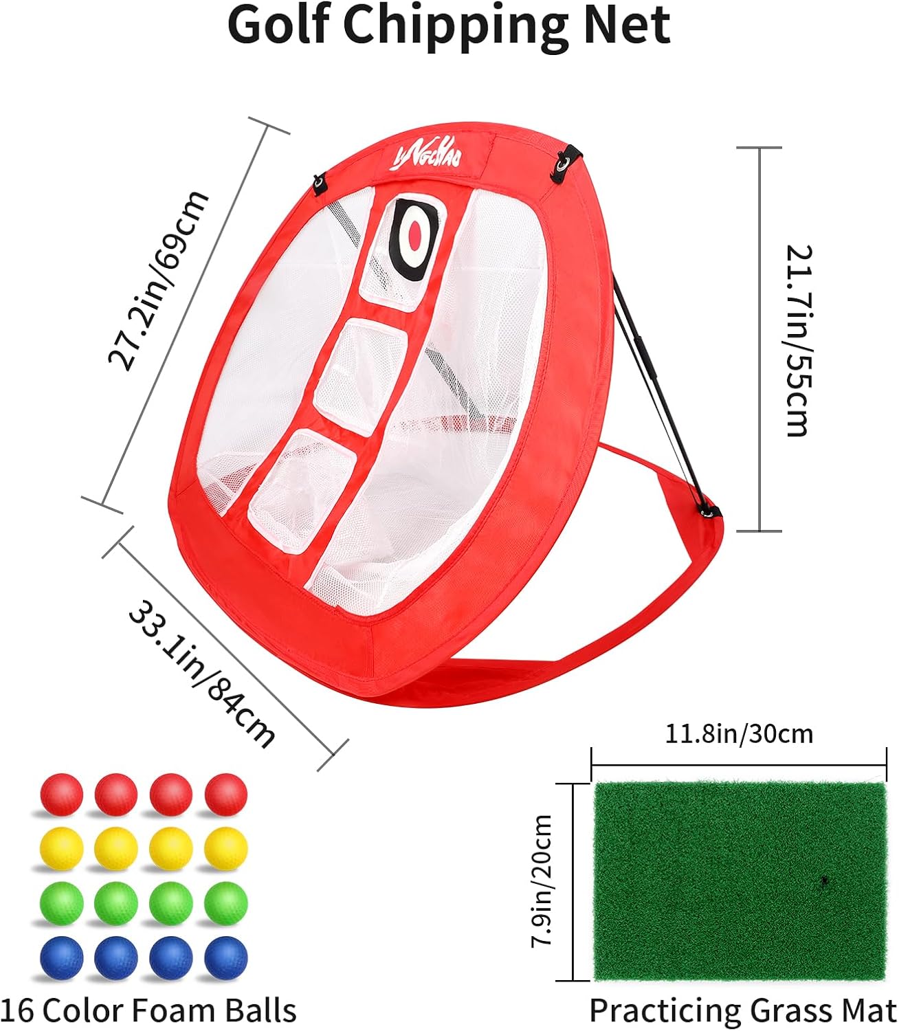 Golf Chipping Net Pop Up - Backyard/Indoor Practice Net with Hitting Mat, Ideal for Short Game & Accuracy Practice
