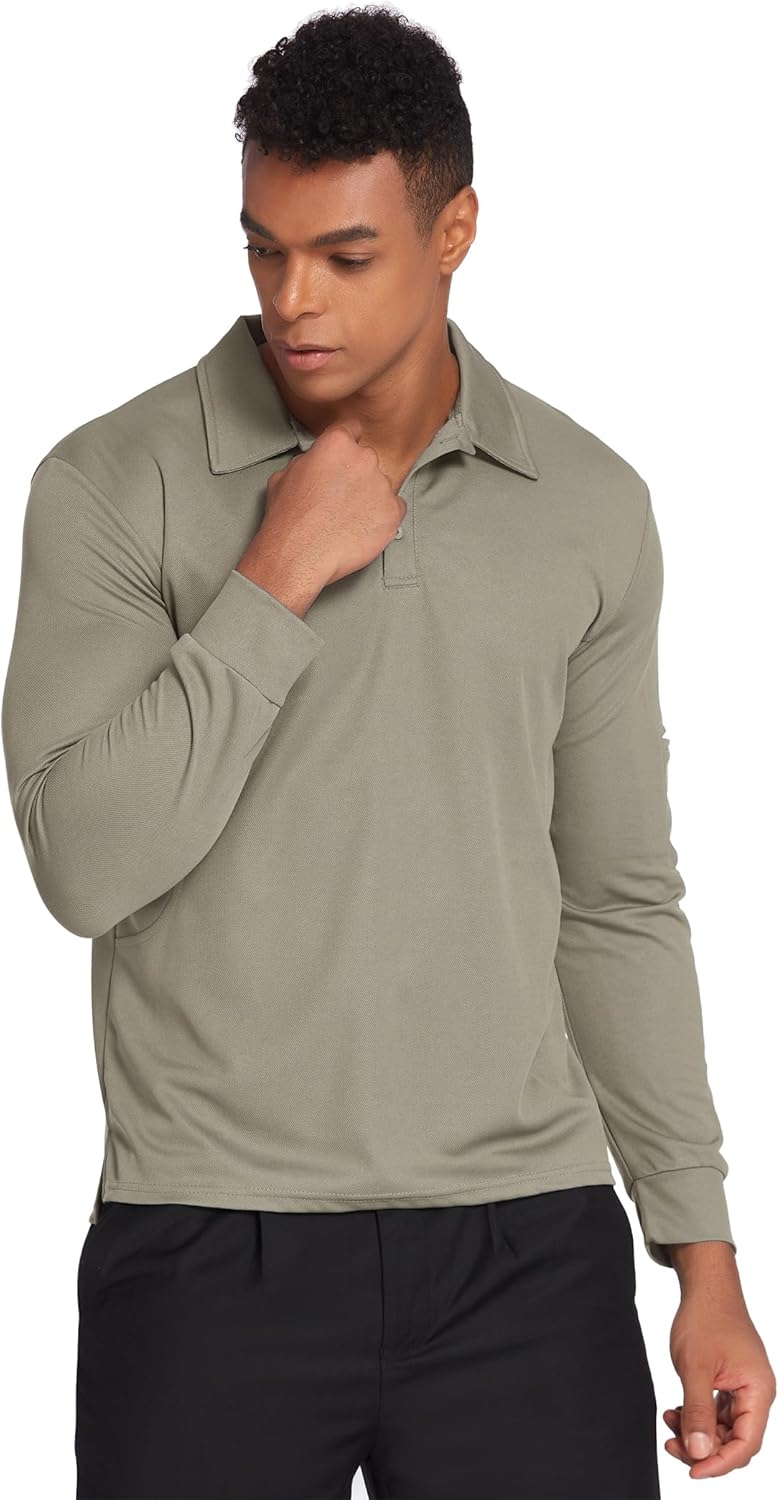 Deyeek Men's Polo Shirts Long Sleeve Golf Polo Shirts for Men Quick Dry UPF 50+ Sun Protection Polos Casual Collared Shirts