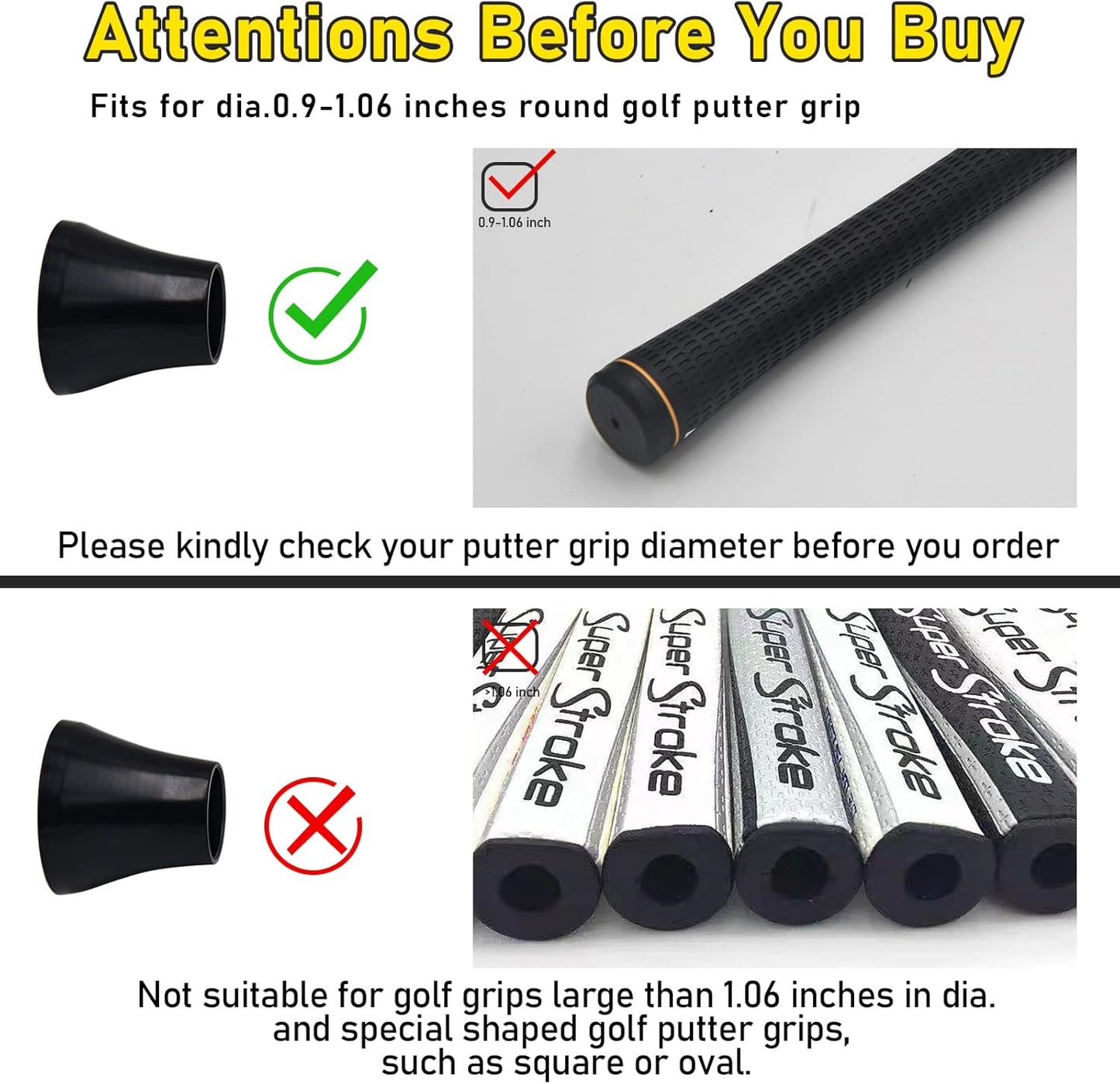 Golf Ball Retriever, 4 Pcs Golf Ball Grabber Suction Cup for Putter Grip, Durable Golf Ball Retriever Pick Up Tool for End of Putter