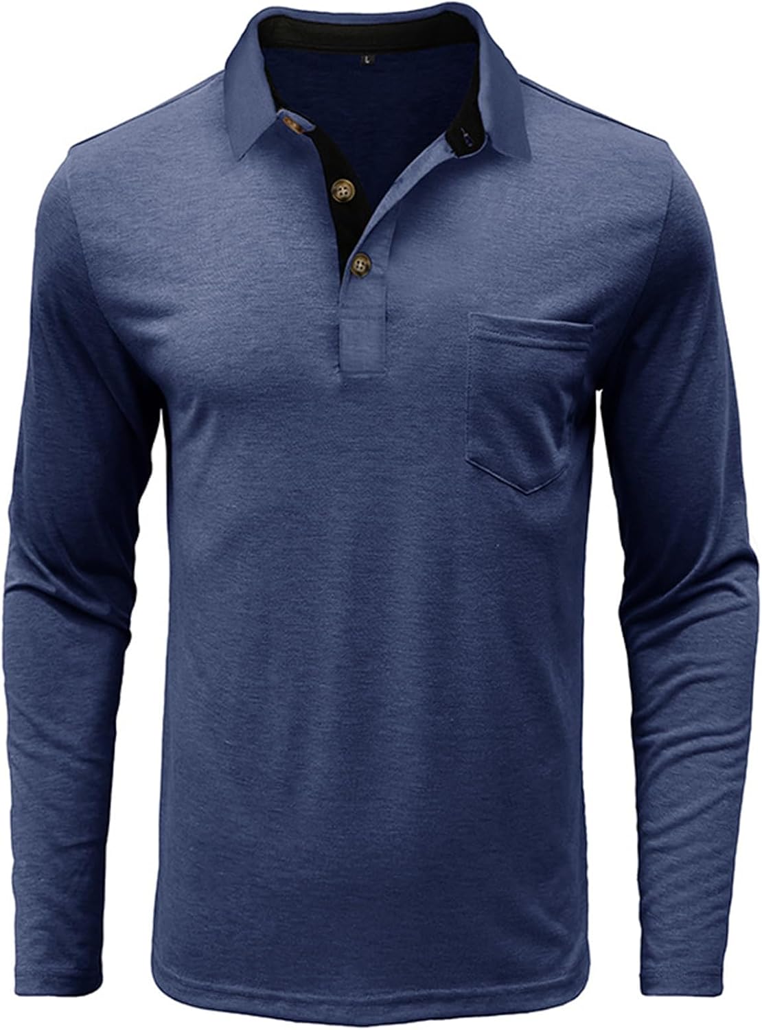 Mens Long Sleeve Polo Shirts Casual Moisture Wicking Golf Polo Shirts with Pocket