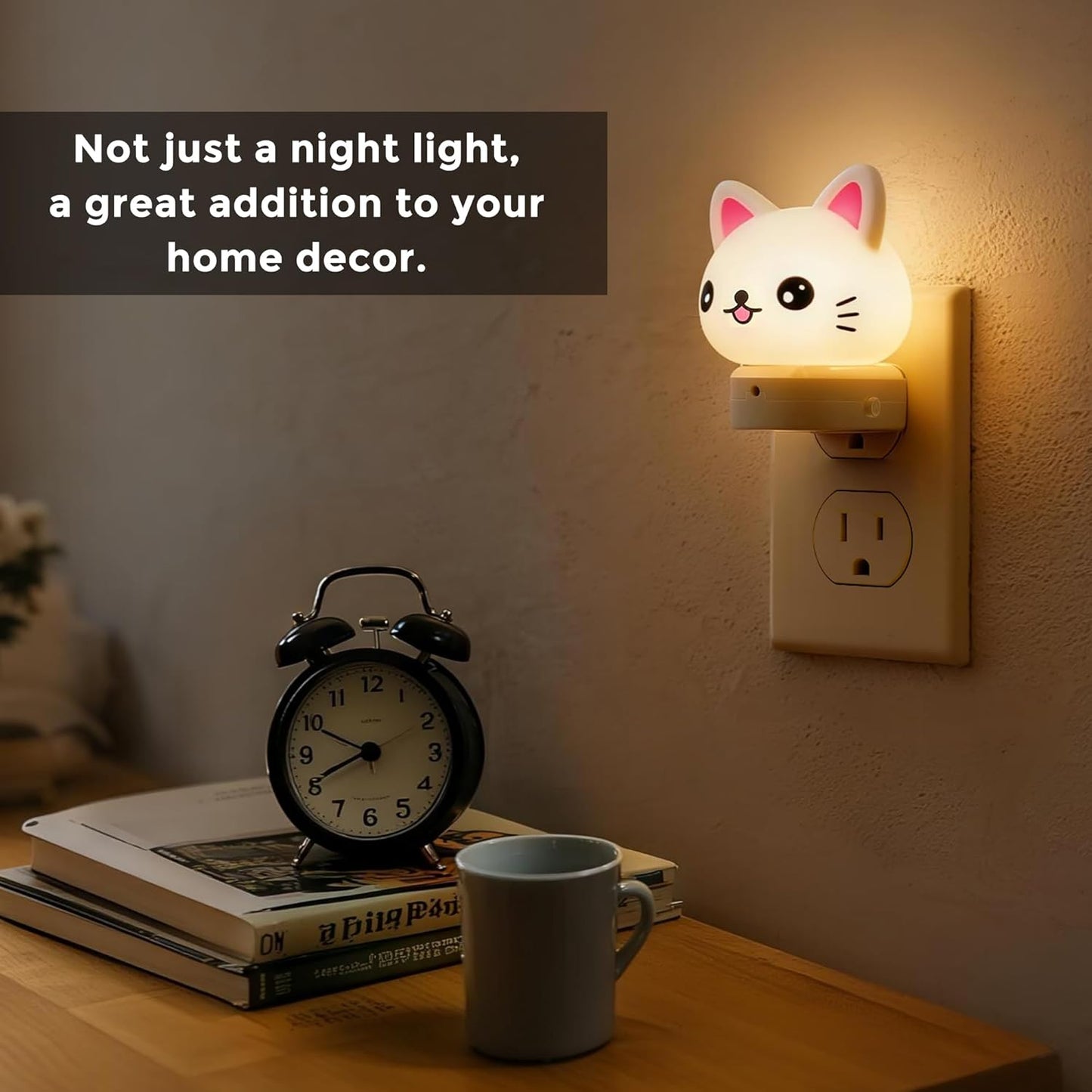 L LOHAS LED Plug in Night Light for Kids, 3D Cute Cat Night Lights with Dusk to Dawn Sensor, RGB+Soft White 3000K Cat Night Light, Christmas Birthday Gift Nightlight for Kids, Room Decor