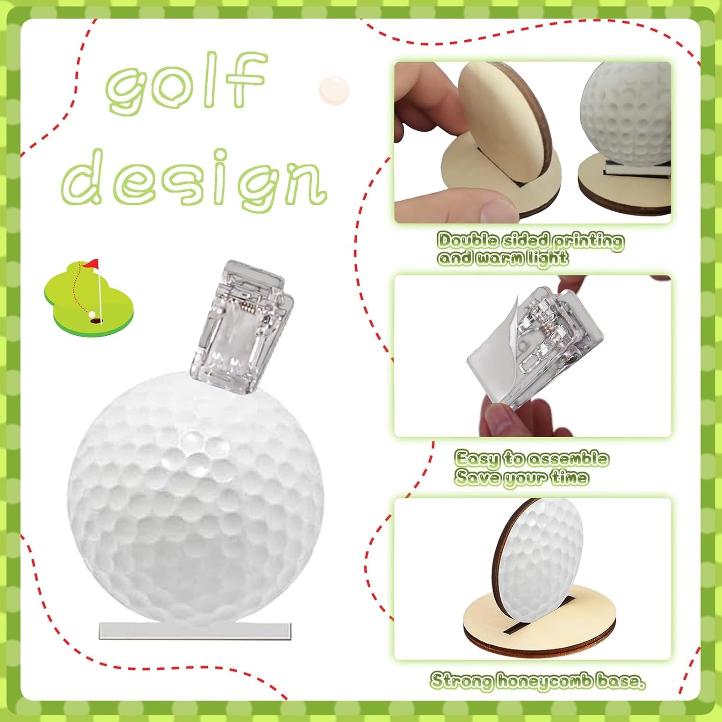 Golf Photo Stand Golf Party Decorations Table Number Card Place Holder Sticky Note Holder Golf Centerpieces for Table Hole in One Birthday Party Supplies