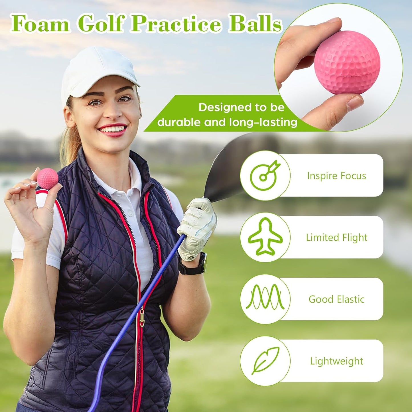 12 Pcs Foam Golf Practice Balls Soft Foam Balls for Golf Practice Realistic Feel and Flight Sport Training