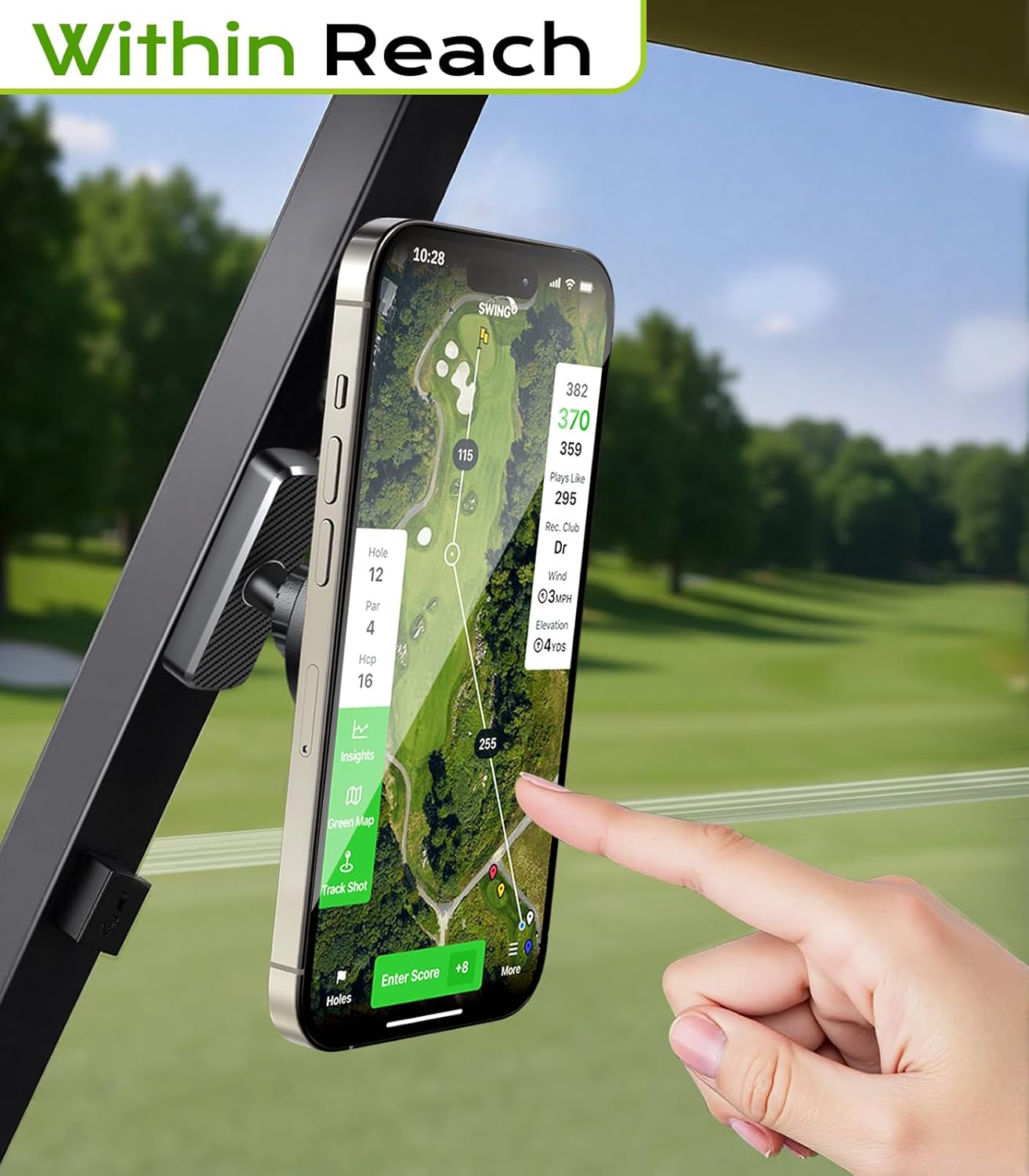 Magnetic Golf Cart Phone Holder Compatible with MagSafe iPhone 17 Pro Max Plus 16 15 14 13 12 Fits EZGO, Yamaha, Club Car, Icon, Golf Cart Accessories Essentials Gift for Friend Men Women Black