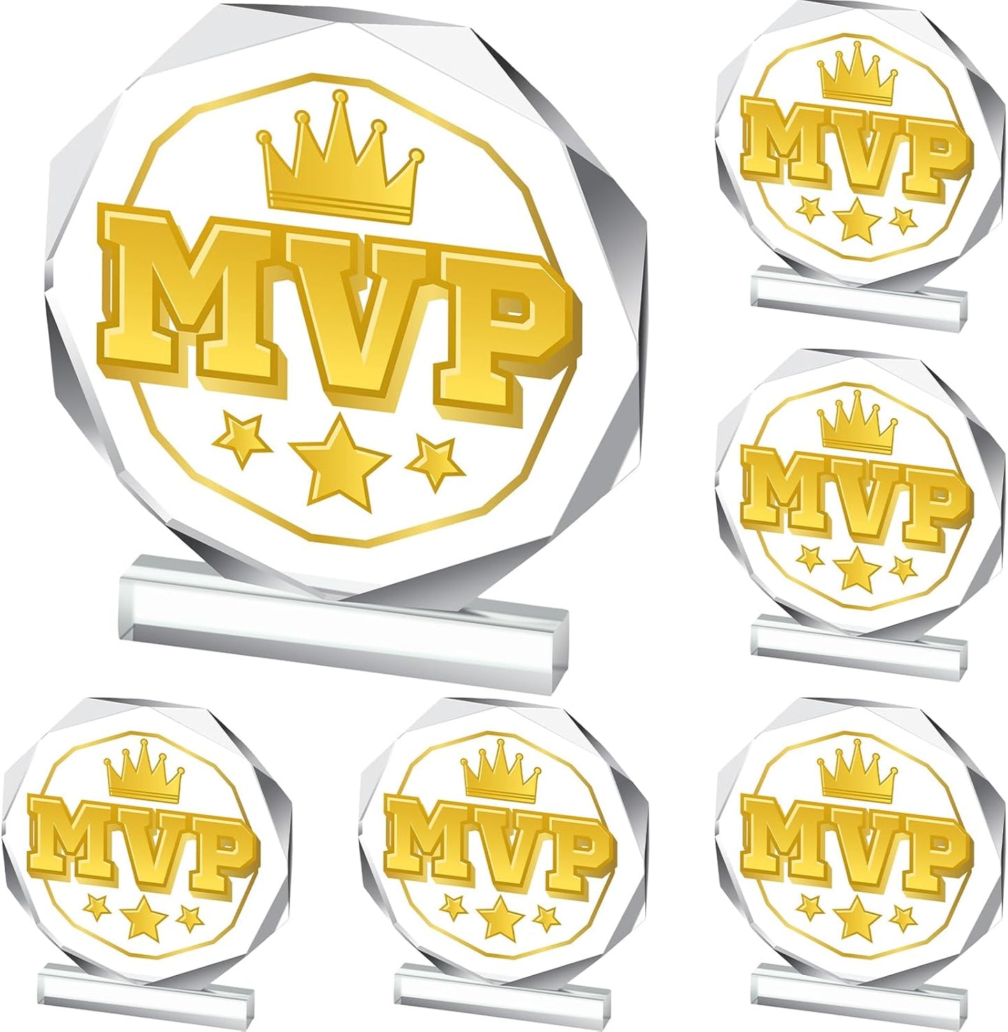 6 Pack Sports Trophy Acrylic Award Medals 4.72 x 4.72 Inch Sports Contest Trophies Bulk Plaques Team Prize Gift Trophies for Competition