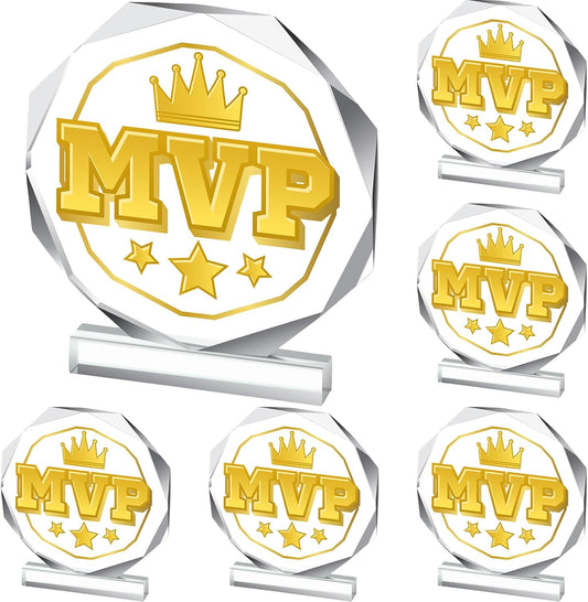 6 Pack Sports Trophy Acrylic Award Medals 4.72 x 4.72 Inch Sports Contest Trophies Bulk Plaques Team Prize Gift Trophies for Competition