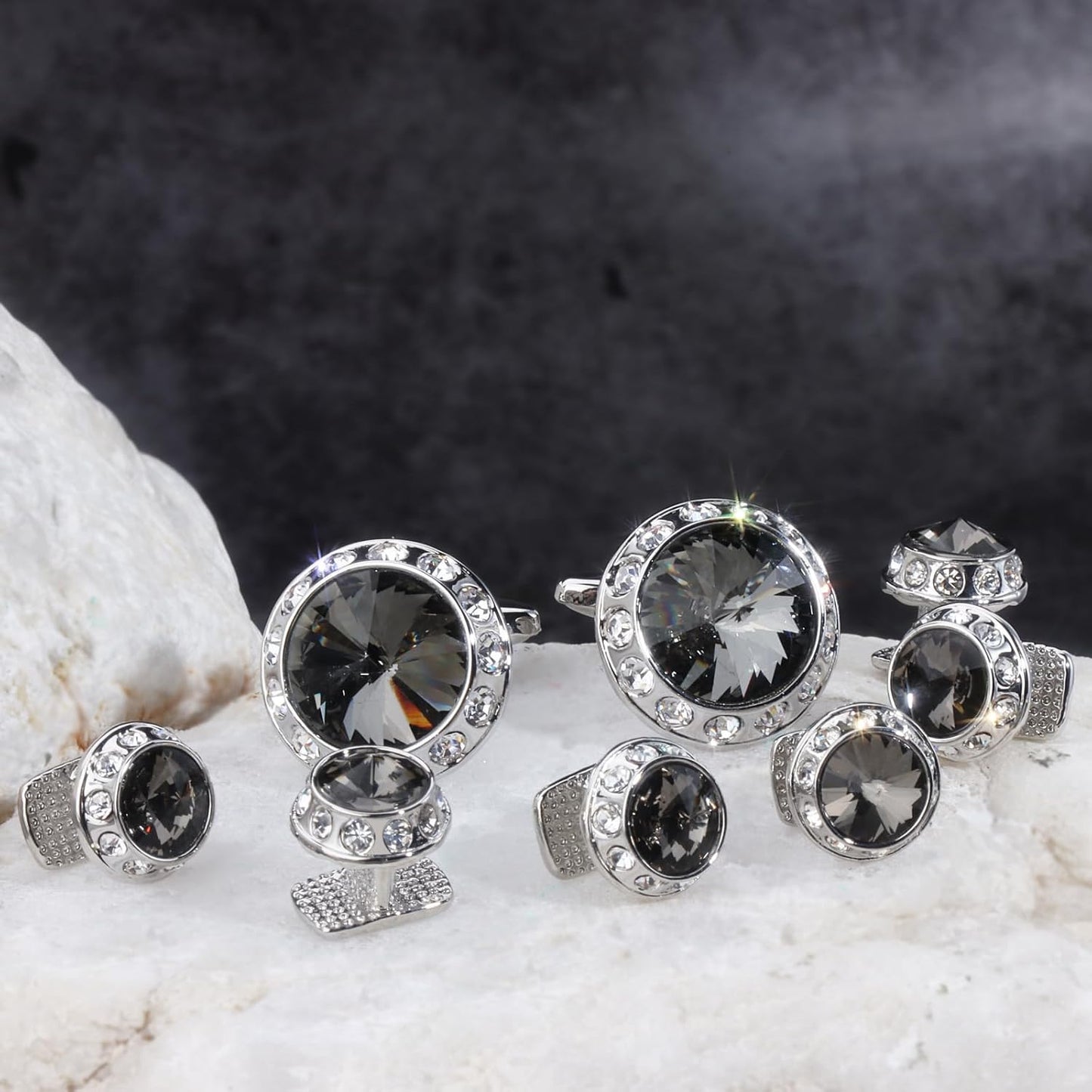 HAWSON Birthstone Tuxedo Studs and Cufflinks Set for Men's Suit Tuxedo Formal Dress Shirt Wedding Business Party Accessories