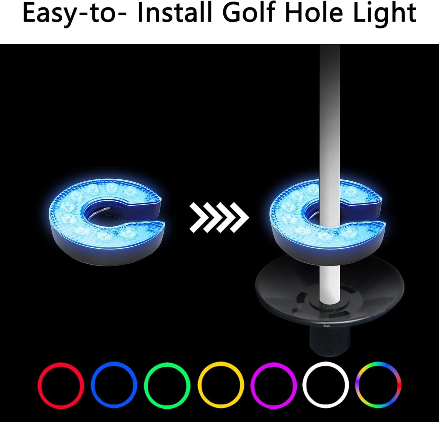 KINGTOP 6ft Golf Flagstick with RGB Hole Light, Practice Putting Green Flags for Yard, Golf Pin Flag Hole Cup Set, Light Up Night Golf Party