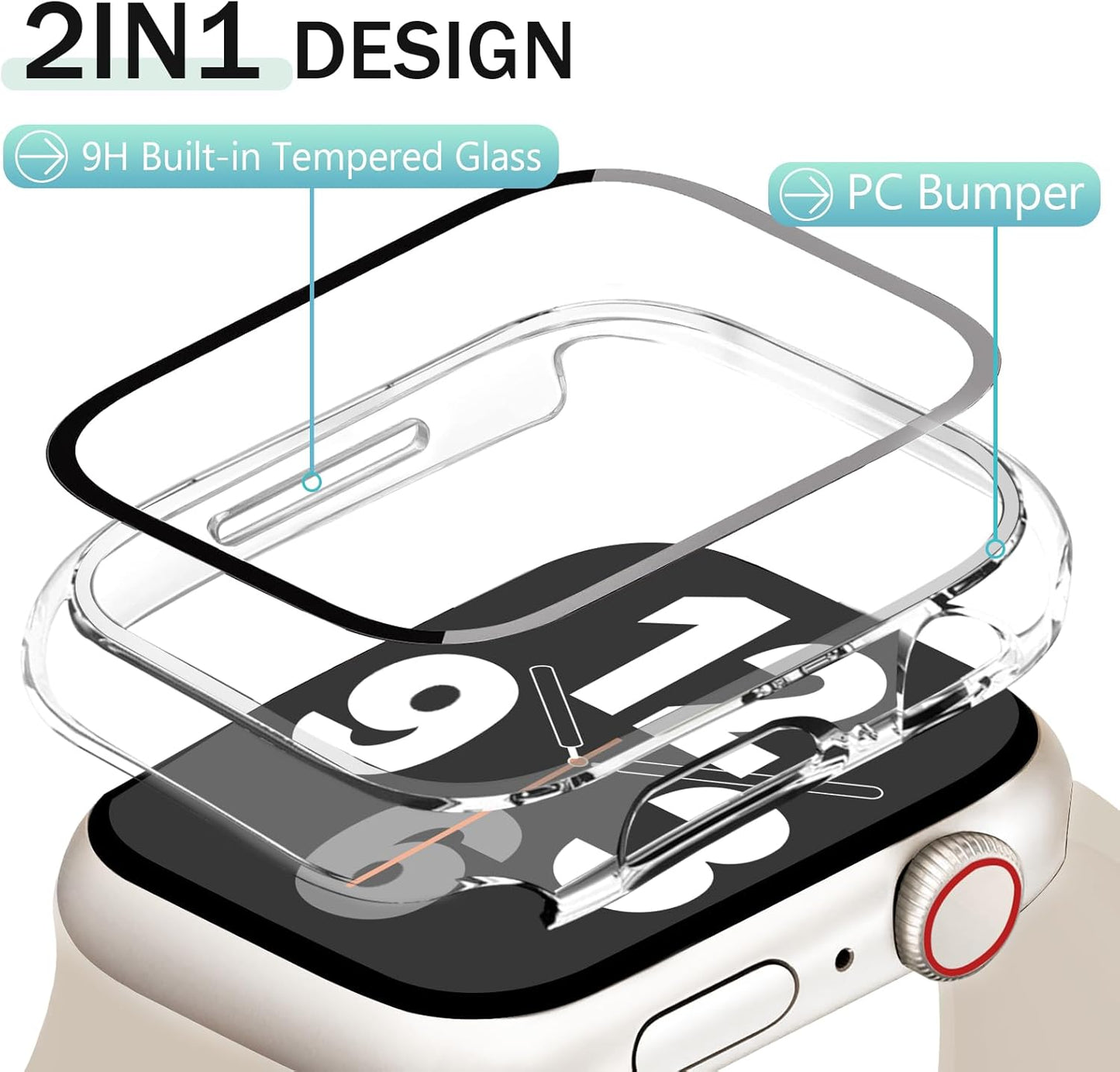 JR.DM 38mm 2 Pack Hard PC Case with HD Tempered Glass Screen Protector for Apple Watch Series 3/2/1, Slim Guard Bumper Full Coverage Protective Anti-Scratch Face Cover for iWatch, Clear+Clear