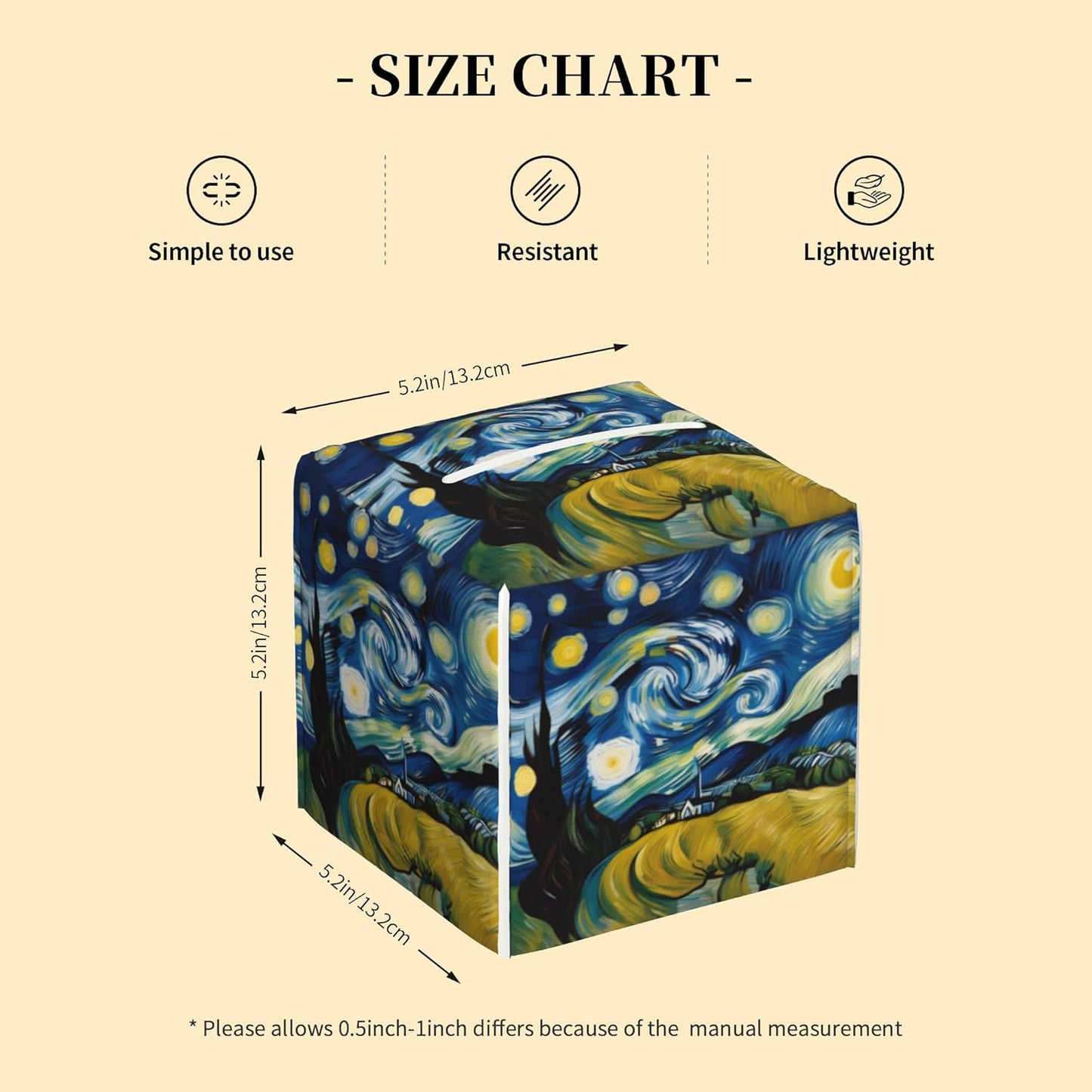 Tissue Box Cover Square,Starry Night Sky Tissue Box Holder Waterproof Leather Facial Paper Case Modern Home Decoration for Bedroom Dresser Night Stand Office Desk