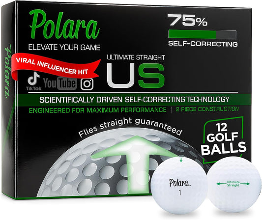 Polara Golf Self-Correcting Golf Balls – Soft Feel, Anti-Slice & Hook Correction, Exceeds USGA Limits, Dimple Pattern, High-Performance Balls for Men & Women