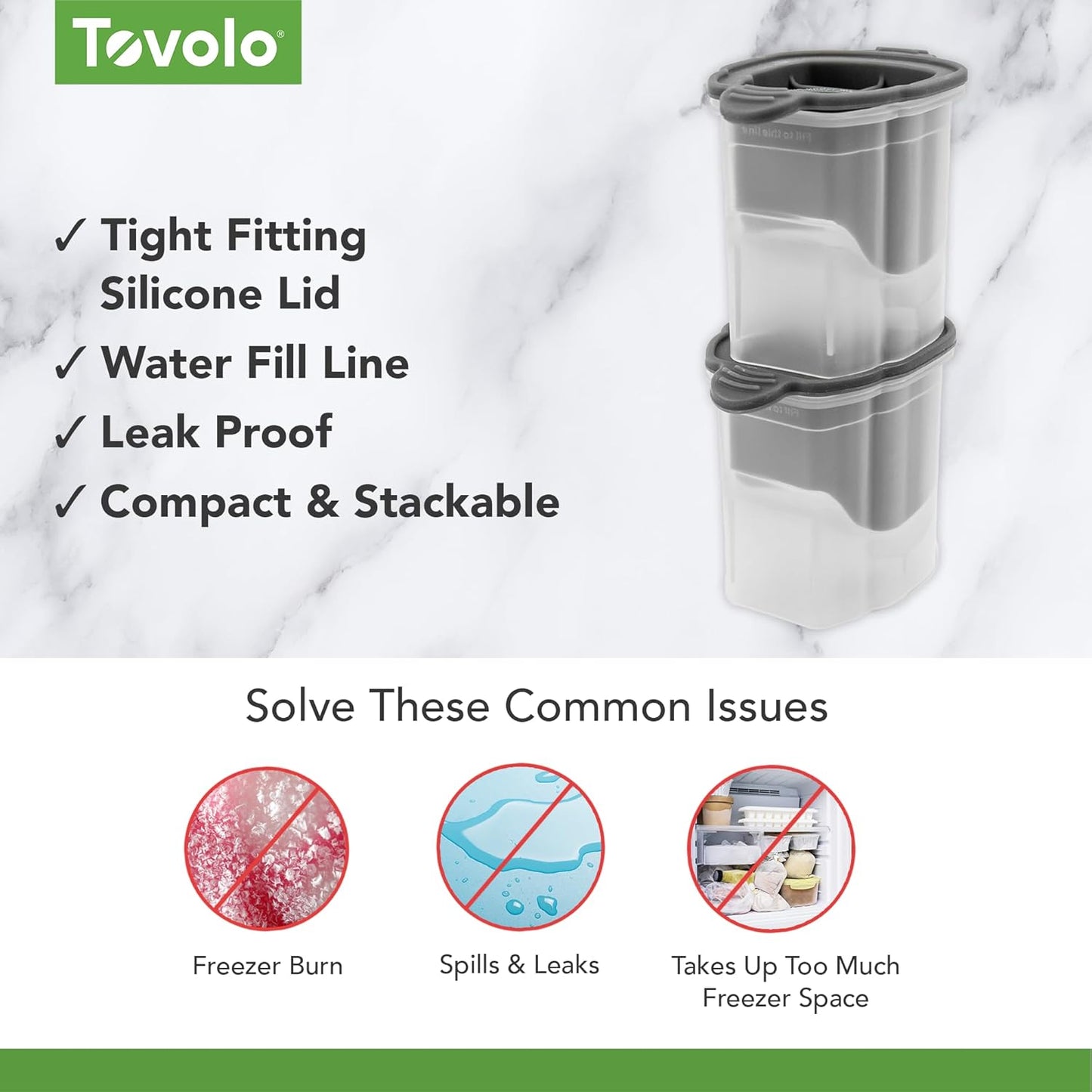 Tovolo Skull Shaped Ice Molds, Set of 2 - Large Skull Ice Mold Gift - Unique Ice Mold Chills Drinks - Odor-Free Freezer Storage, Dishwasher-Safe