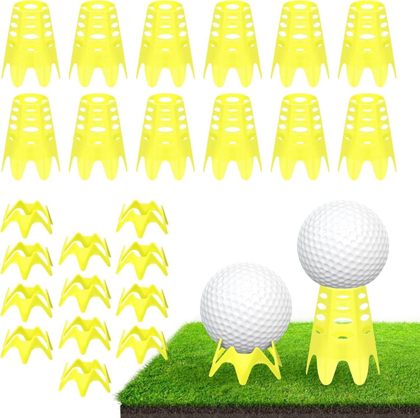 Golf Simulator tees, 24Pcs Plastic Golf Mat Tees for Home, Outdoor or Indoor Golf Tees for Training, Practice Golf tees for Winter Turf and Driving Range, Pack of 12 Tall & 12 Small