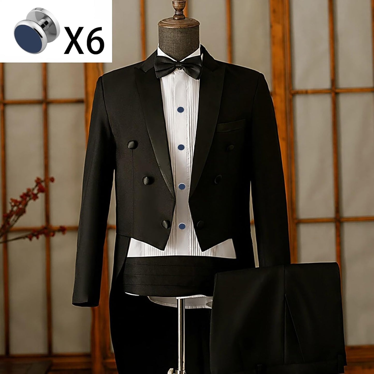 Cufflinks for Men and Tuxedo Shirt Studs Set with Gift Box Stainless Steel Cuff links