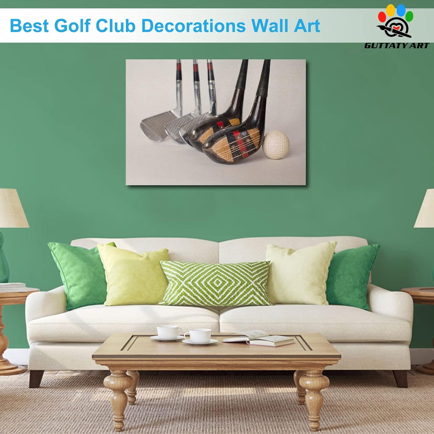 Golf Canvas Wall Art - Modern Clubs Picture for Living Room, Men's Sports Balls Poster Prints for Home Office Bathroom Decor - Framed Artwork Ready to Hang 28x40 Inches