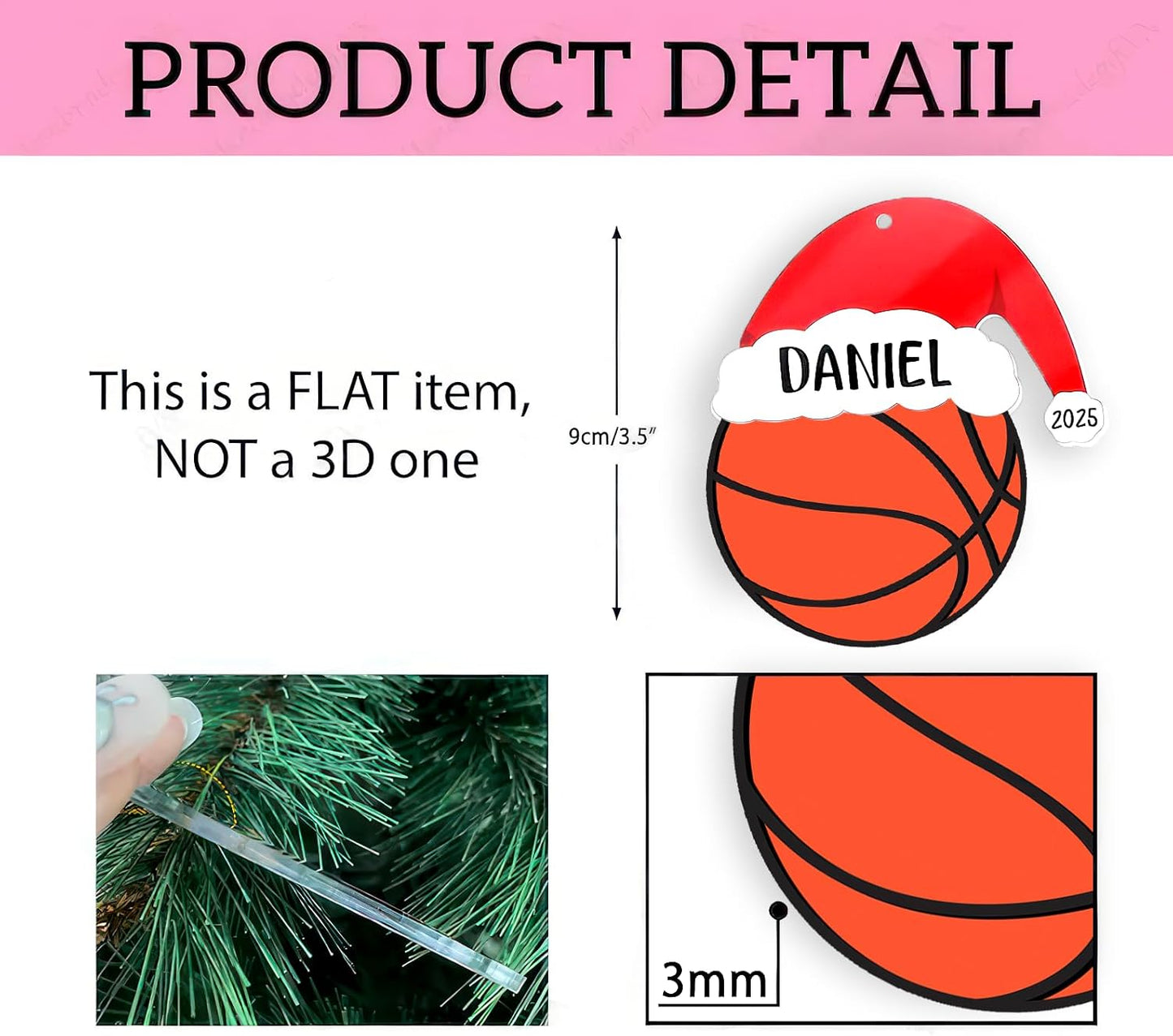 Personalized Basketball Christmas Ornament 2025, Basketball Ornaments for Christmas Tree, Team Ornament, Custom Coach Gifts, Hanging Decor, Gifts for Sports Lovers Boys, Xmas Gift 2025