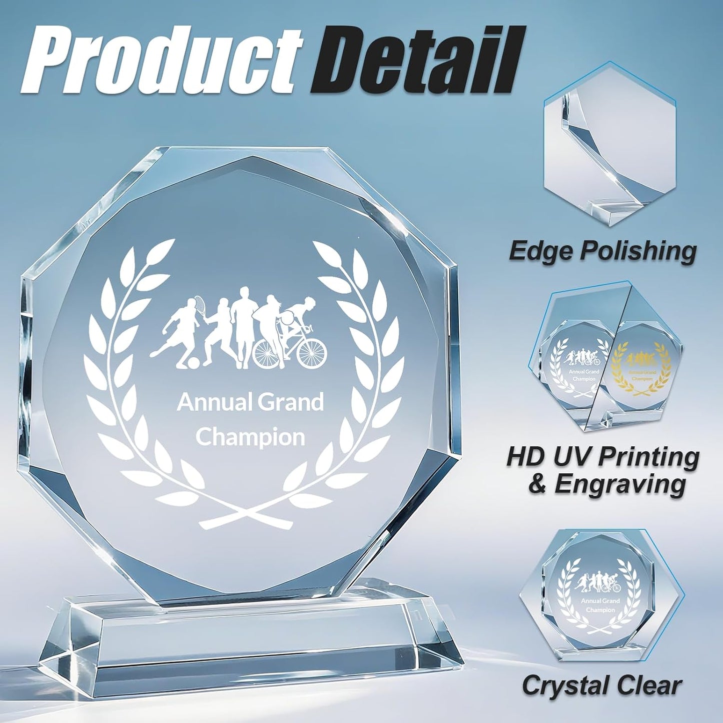 Personalized Crystal Trophy - Customizable Trophy Award with Name/Logo/Text for Retirement Plaque Employee Recognition Trophies
