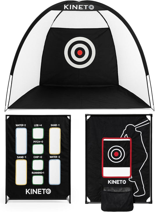 Kineto Training Set – Golf Swing Net, 8-Zone Chipping Target, Baseball Pitch Trainer – Durable, Portable, Tool-Free net for Backyard or Indoor use