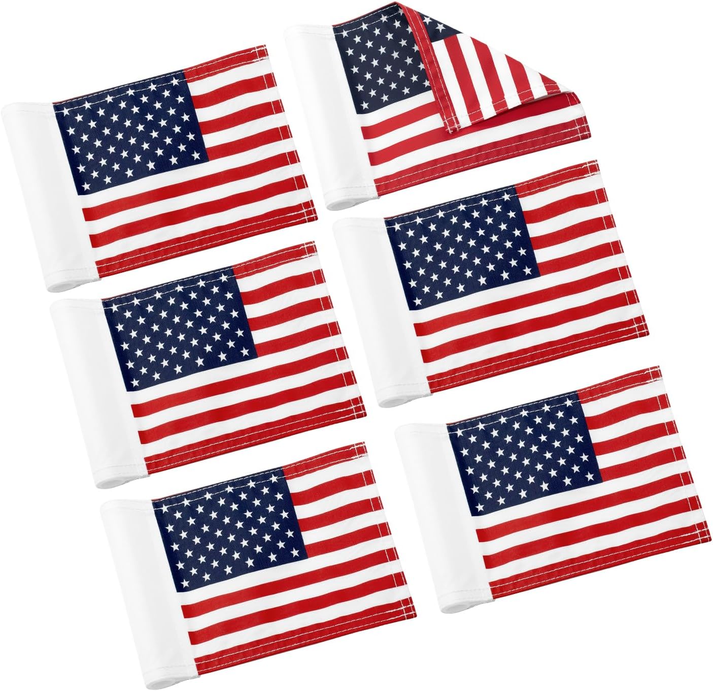 KINGTOP USA Golf Flag 8x6 Inch – Premium Dual-layer 420D Nylon, Double Sided American Pattern Printing, Tube Inserted – Mini Practice Putting Green Flags for Yard, 6-Pack
