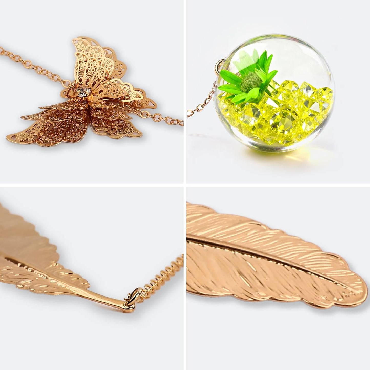 Metal Feather Bookmark with Butterfly Charm – Christmas Gifts for Women, Teachers & Book Lovers – Stocking Stuffers, Secret Santa, Birthday & Holiday Gift Box