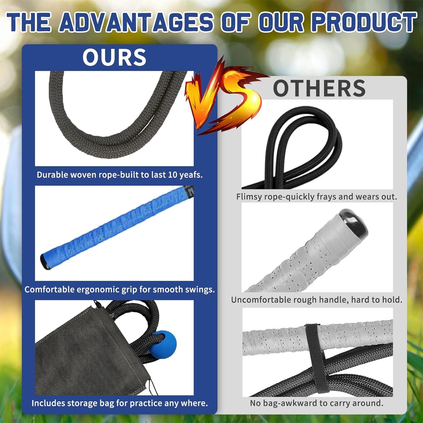 Golf Rope Swing Trainer, Professional Golf Swing Training Aid for Improving Speed, Tempo, Rhythm, Flexibility, Strength for Golfers, Golf Training Tool for Indoor/Outdoor Practice