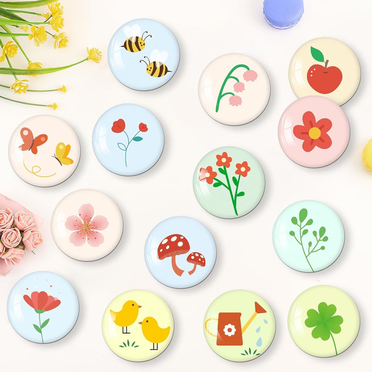 MORCART 30PCS Summer Magnets for Fridge Cute Decoration Magnets Gift for Refrigerator Locker Whiteboard Decorative Magnetic Board Cabinets Classroom Office Cubicle