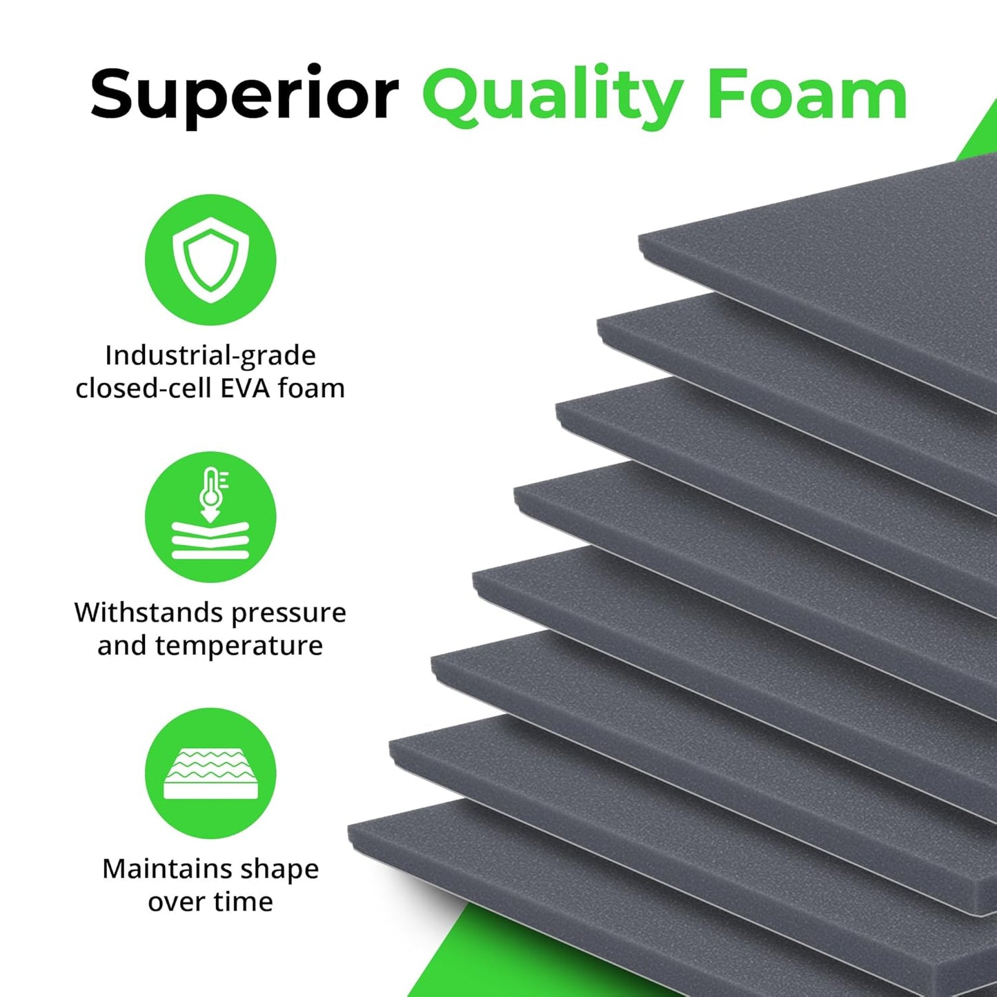 XCEL Set of 8 Gray Multi-Purpose Anti-Vibration Pads with Self Adhesive – Protection for Furniture & Appliances – Closed Cell Foam Rubber Pad, 6” x 6” x ¼”