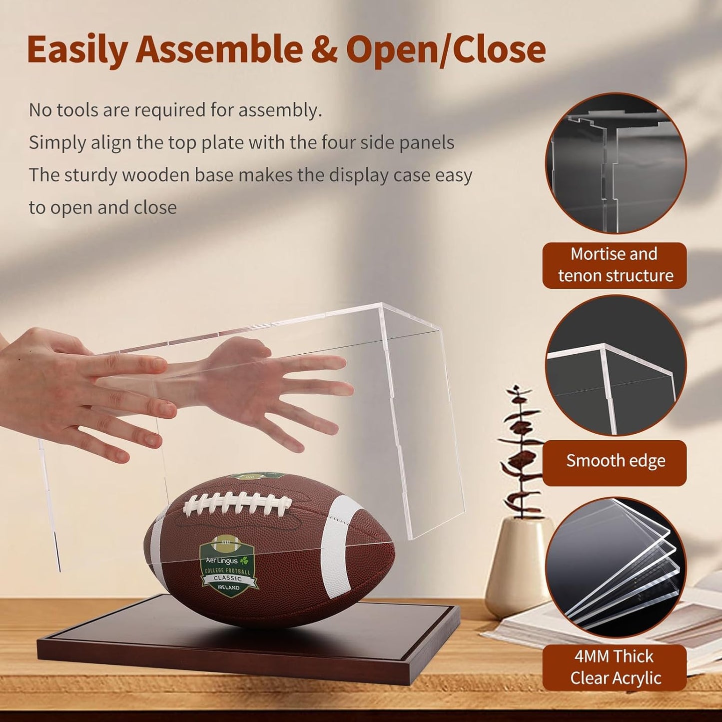 Clear Acrylic Display Box Showcase for Small Dolls Acrylic Display Case with Solid Built-in Wooden Base(4x4x7.9 inch; 10x10x20 cm)