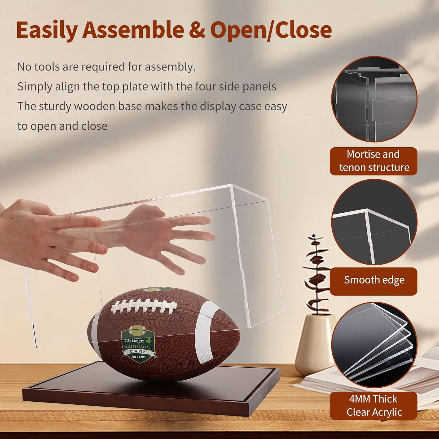 Clear Acrylic Display Box Collectibles Display Case Organizing Toys Case with Solid Built-in Wooden Base(7.9x6x9.8 inch; 20x15x25 cm)