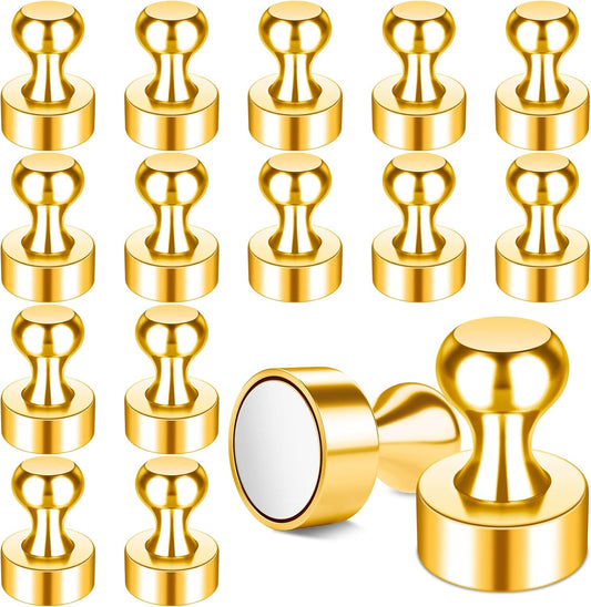 FINDMAG 16 Pack Fridge Magnets, Refrigerator Magnet Small Magnets for Whiteboard, Strong Neodymium Magnet, Rare Earth Magnet for Wall Hanging, Classroom (Gold)