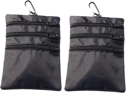 Golf valuables Pouch, Zipper Golf Ball Bag with 4 Pockets, Golf Accessories Pouch for Storing Balls,tees,Mobile Phone,Keys, Cards and Cash, Great Gift for Golfers