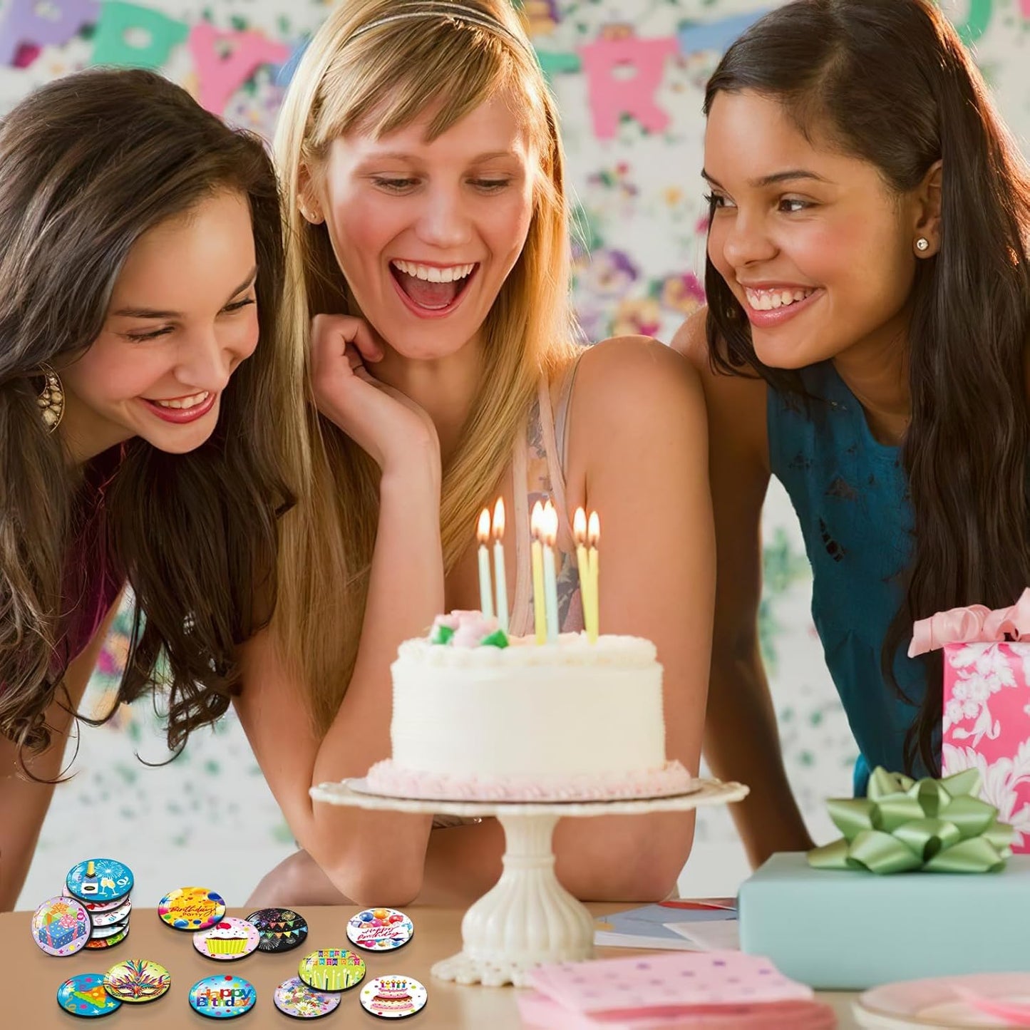 MORCART 16PCS Cute Birthday Magnets Decoration for Fridge Refrigerator Locker Whiteboard Decorative Magnetic Board Cabinets Classroom Office Cubicle Gift (Birthday)