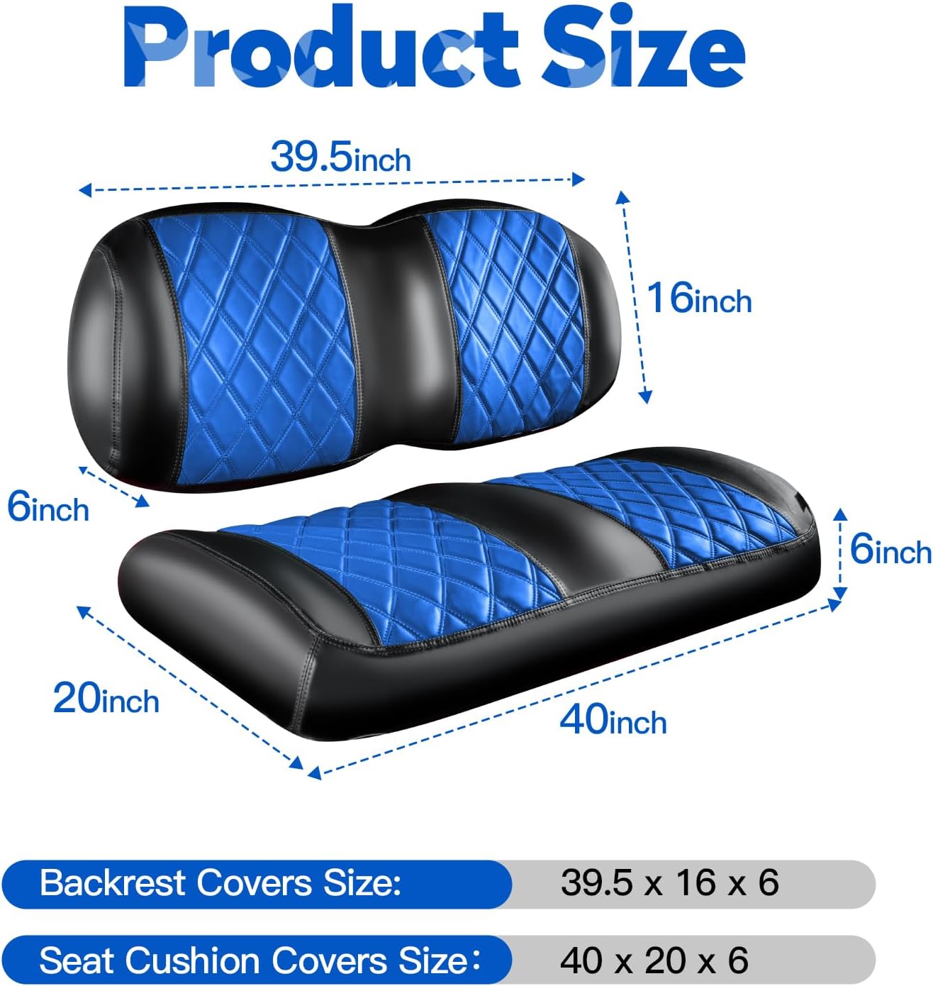 NOKINS Golf Cart Seat Covers Fit Club Car Precedent/Tempo/Onward Premium Front Seat Cushion, Golf Cart Vinyl Leather Diamond Seat Covers, Soft/Scratch-Resistant/No Stapler Needed